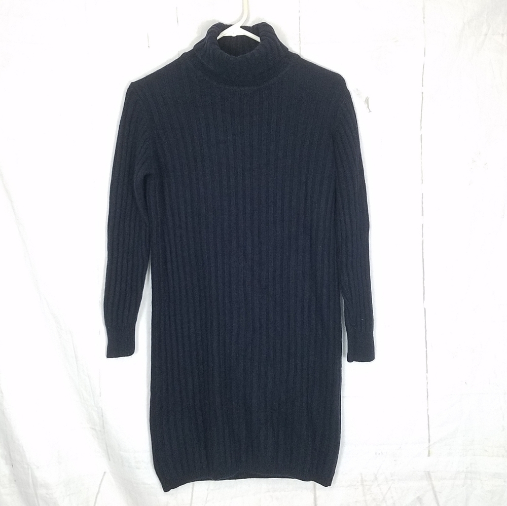 Carlisle cashmere silk ribbed turtle neck sweater dress